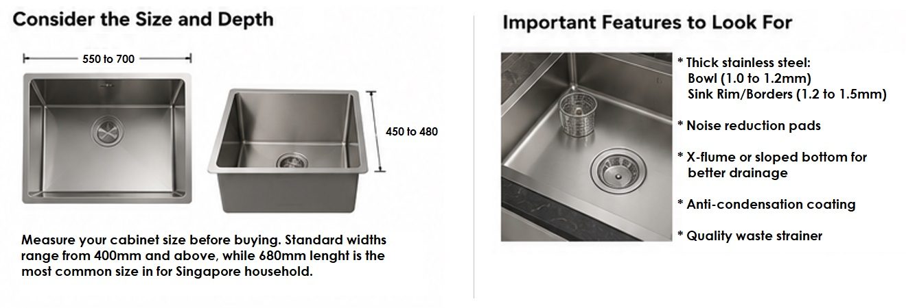 Considerations for kitchen sink size and thickness