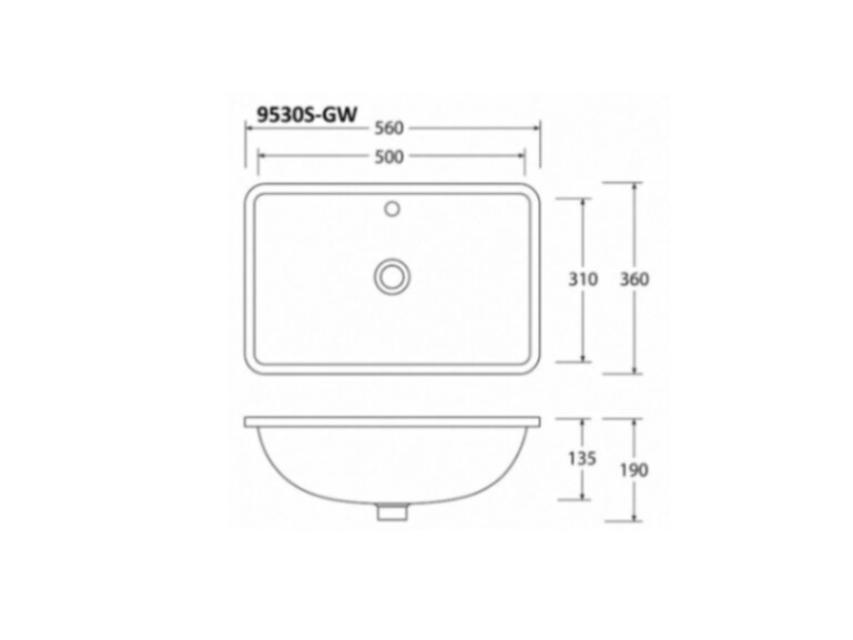 CUBI 9530S-GW Under Mount Wash Basin view 2