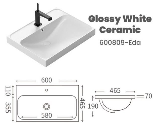 CUBI 600mm PVC Bathroom Drawer Cabinet GAIA 6046202 view 13