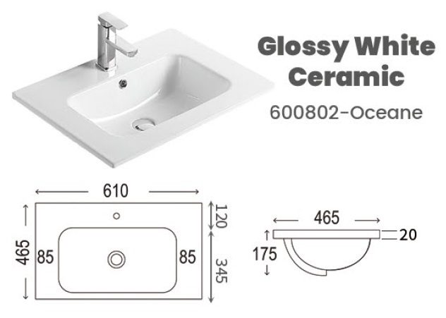 CUBI 600mm PVC Bathroom Drawer Cabinet GAIA 6046202 view 15