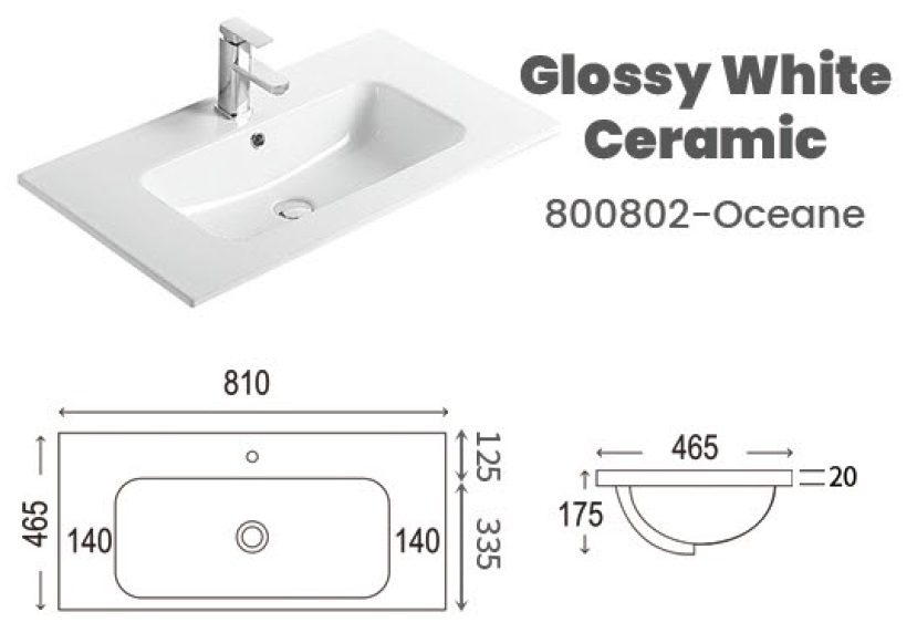 CUBI 800mm PVC Bathroom Drawer Cabinet COVE 8046102 view 9