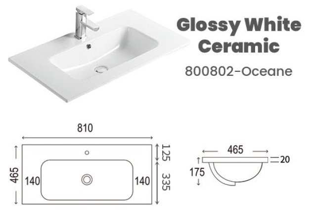 CUBI 800mm PVC Bathroom Vanity Cabinet GAIA 8046201 view 17