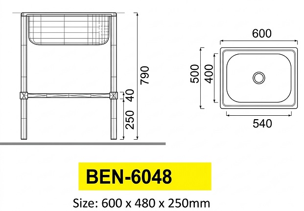 COSTA BEN-6048 Freestanding Kitchen Sink With Shelf view 2