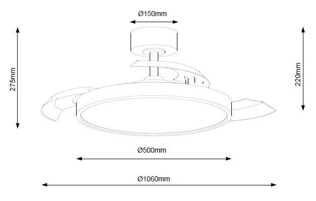 FANCO TRISTAR Retract 42 Inch Ceiling Fan view 2
