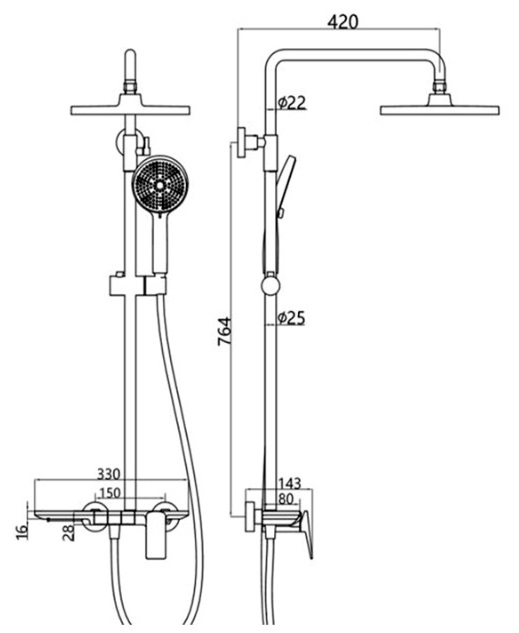 AALTO Rain Shower Set 600A view 4