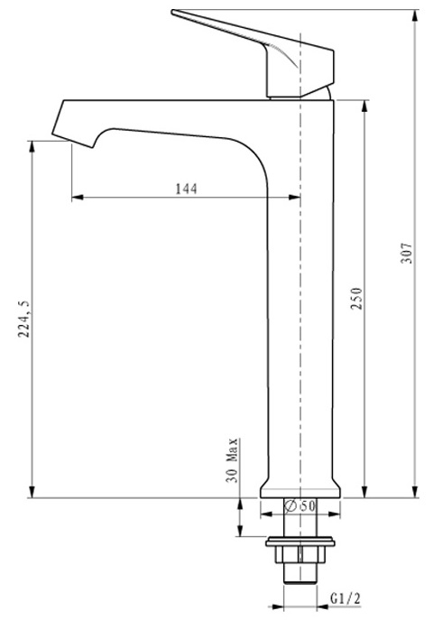AALTO Tall Basin Cold Water Tap 9213 Series view 2