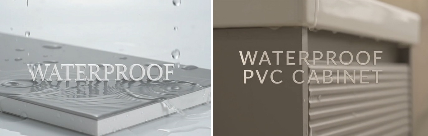 Waterproof PVC board and PVC basin cabinet repelling water