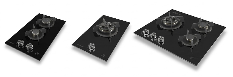 A tempered glass gas cooker hob