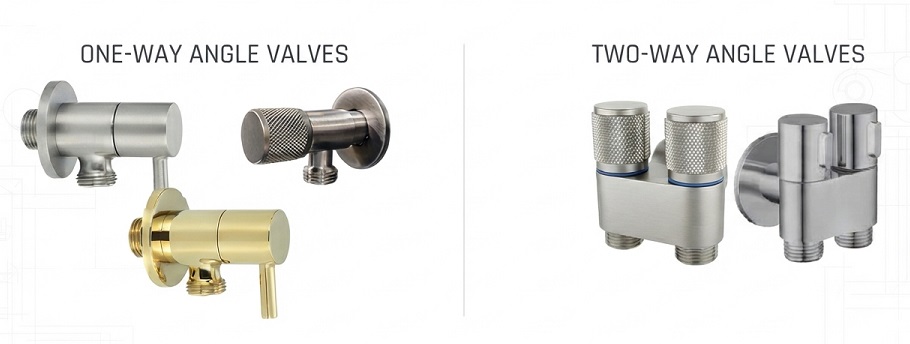 One-way angle valves beside two-way angle valves used for a bidet spray connection