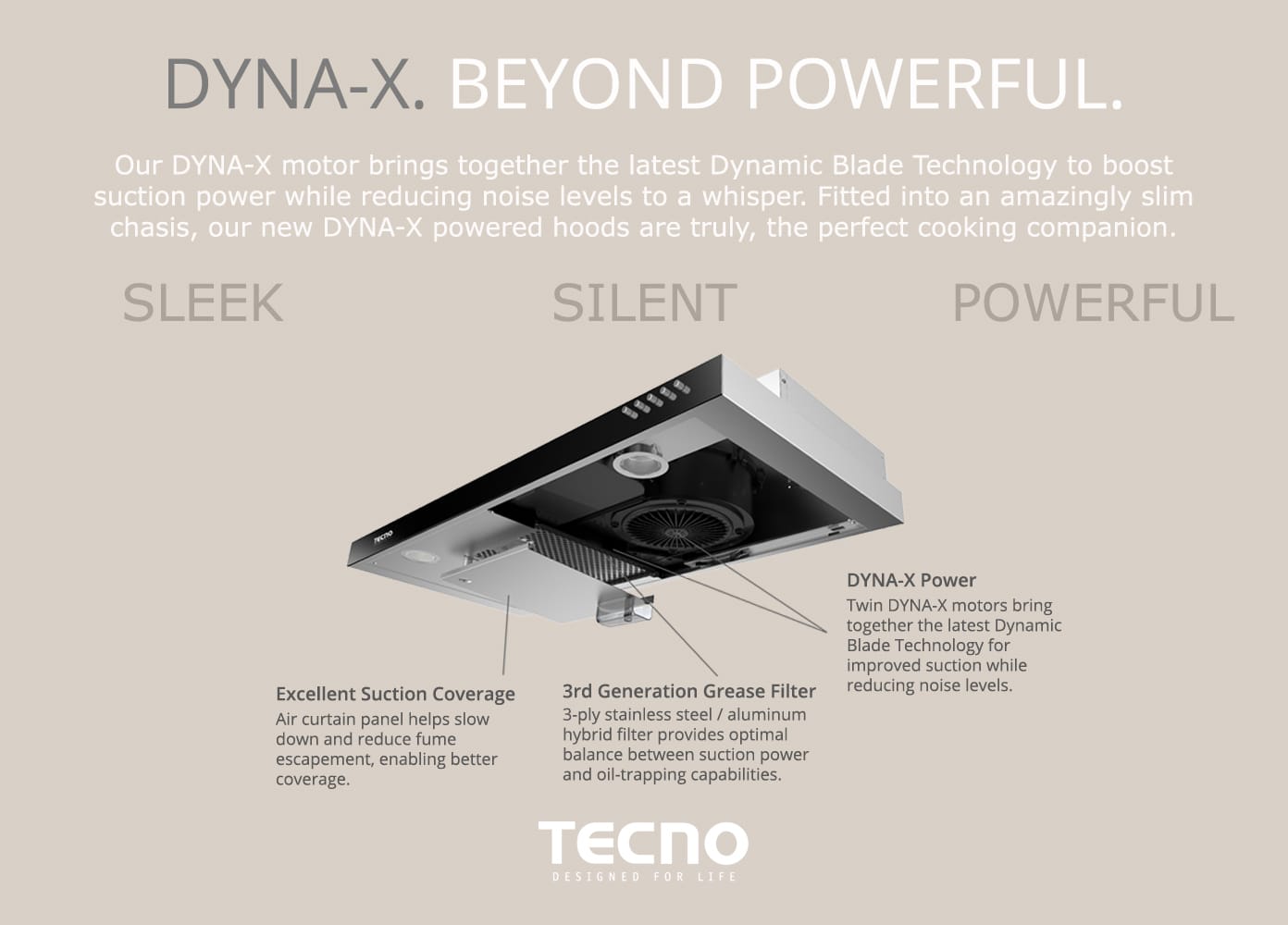 TECNO DYNA-X TCH-939TC SS Built-In Stainless Steel Color Cooker Hood view 2