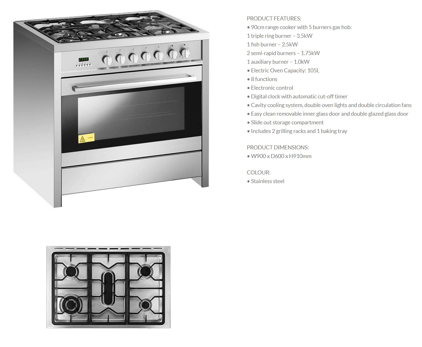 EF Freestanding Cooker GC AE 9650 A SS
