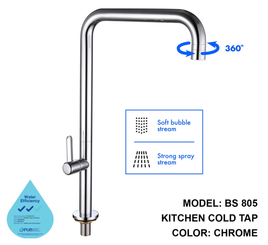 BOSHSINI Kitchen Sink Cold Water Tap With 2 Spray Functions BS 805