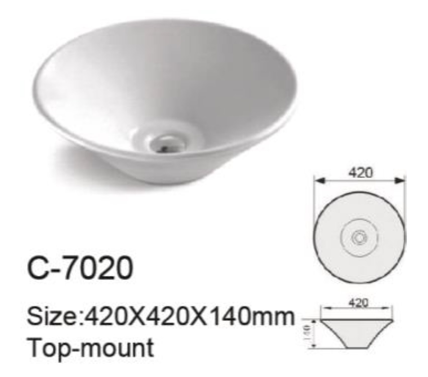 NOBEL Bowl Shape Counter Top White Color Ceramic Basin - C-7020