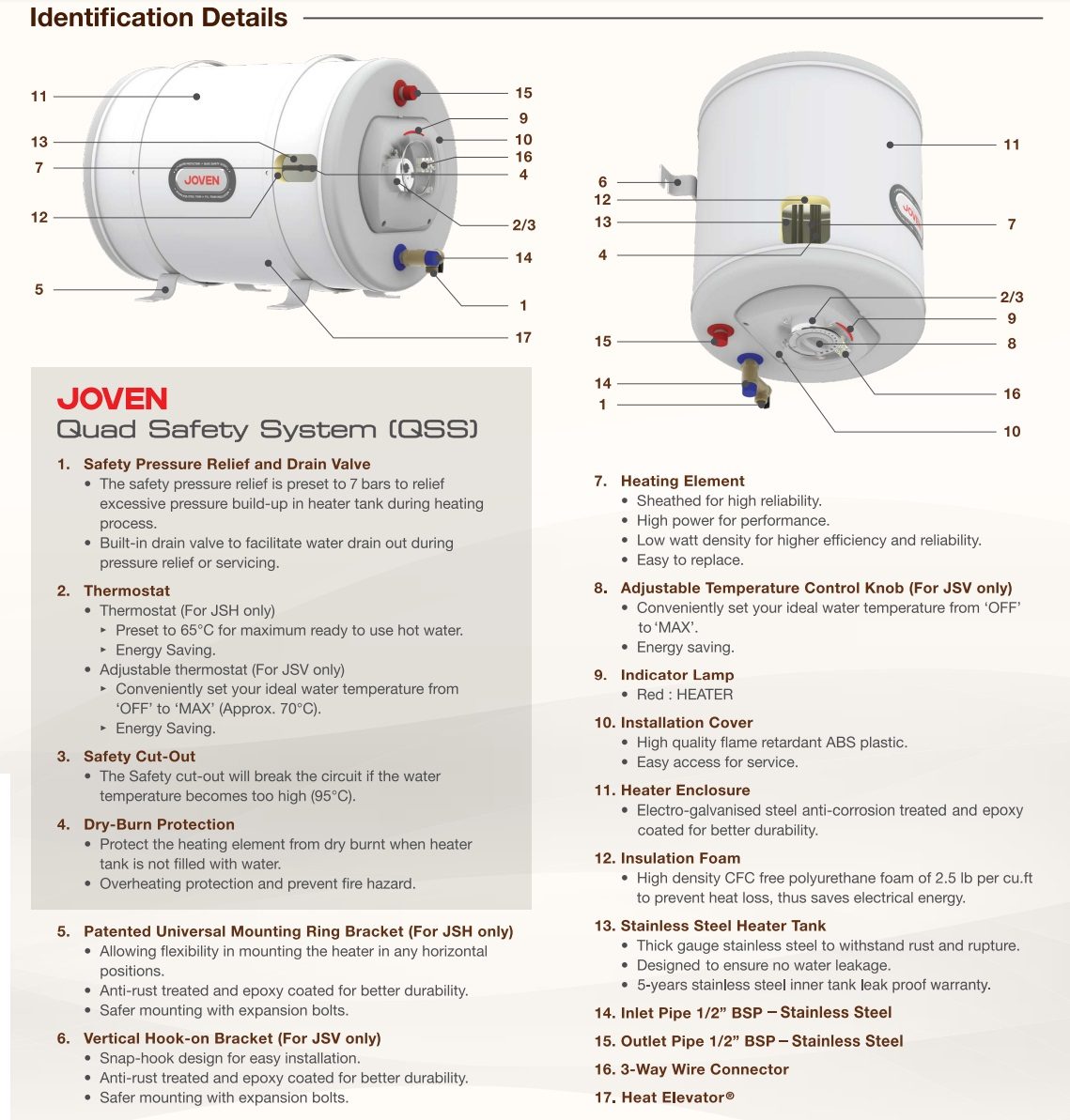 JOVEN JSH 38 Storage Water Heater - 38 Litre view 2