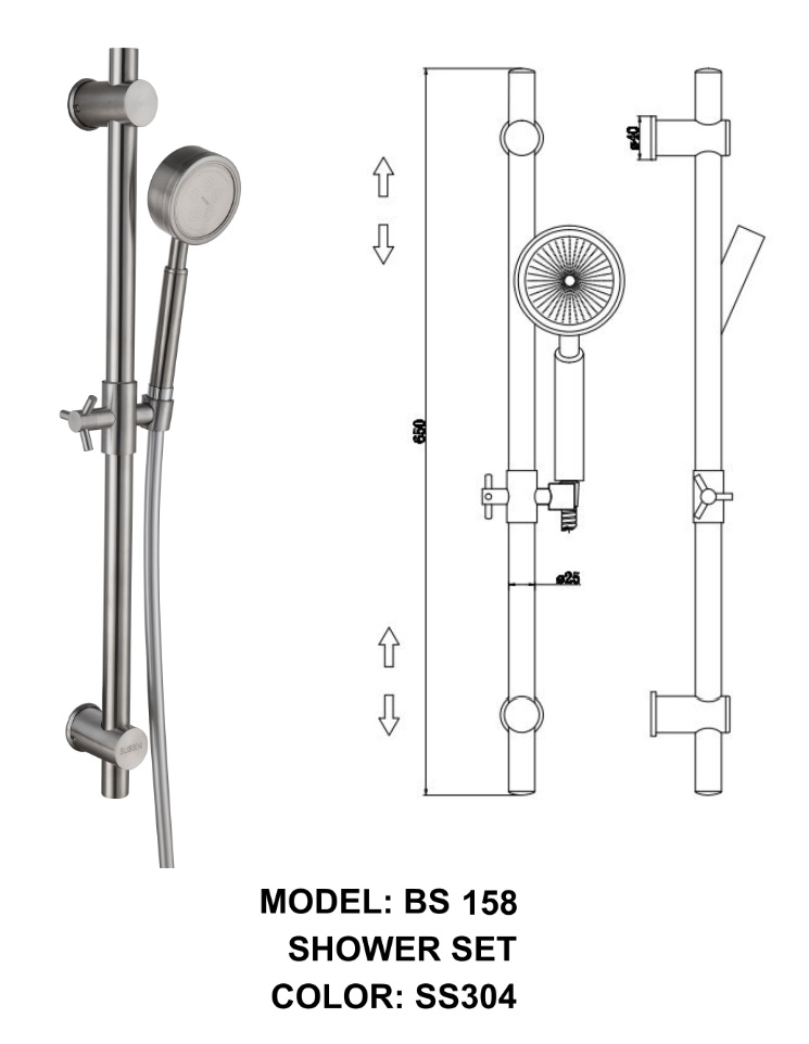 BOSHSINI Stainless Steel Bathroom Shower Set With Shower Mixer Offer BS-158 Plus view 2
