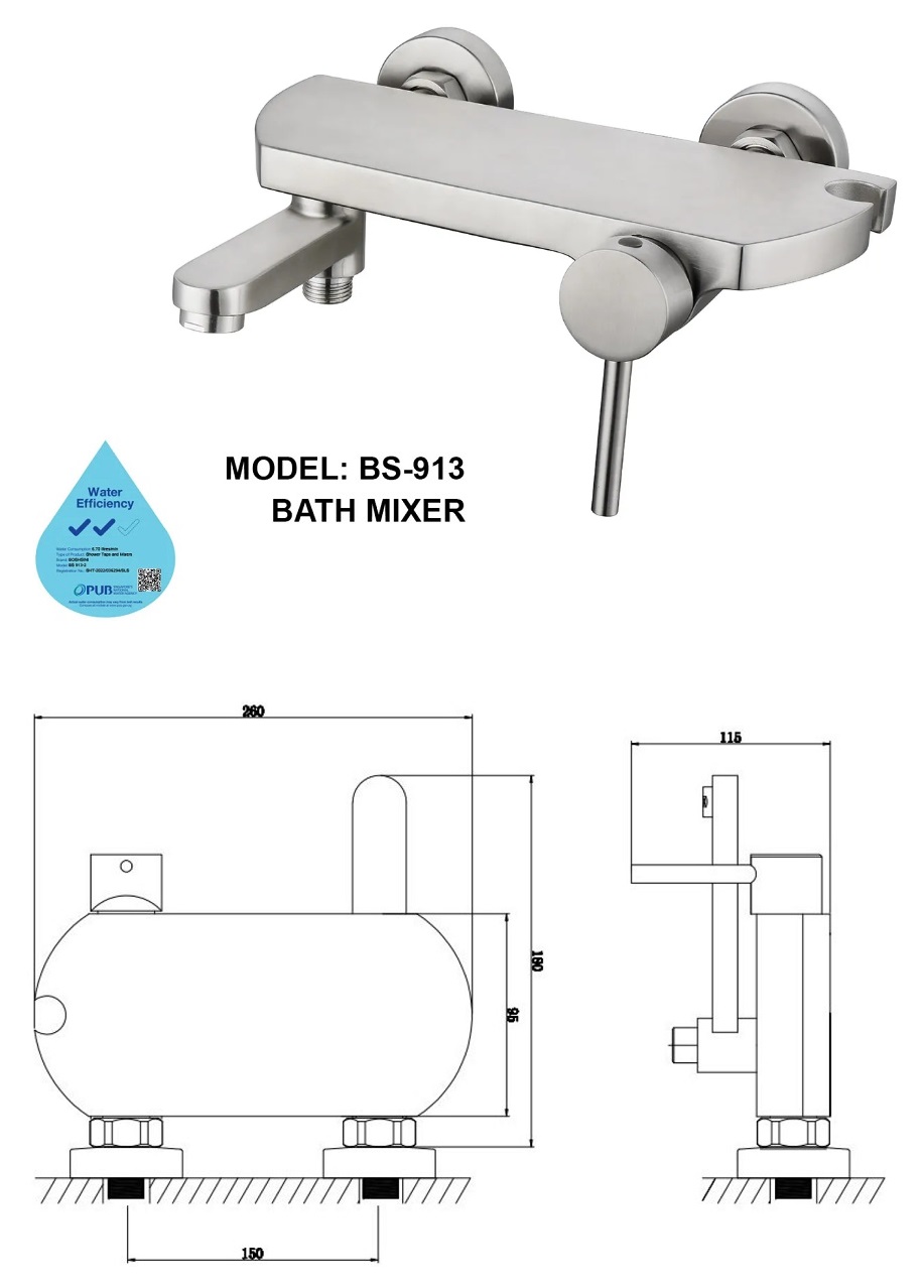 BOSHSINI Stainless Steel Bathroom Shower Set With Shower Mixer Offer BS-158 Plus view 3