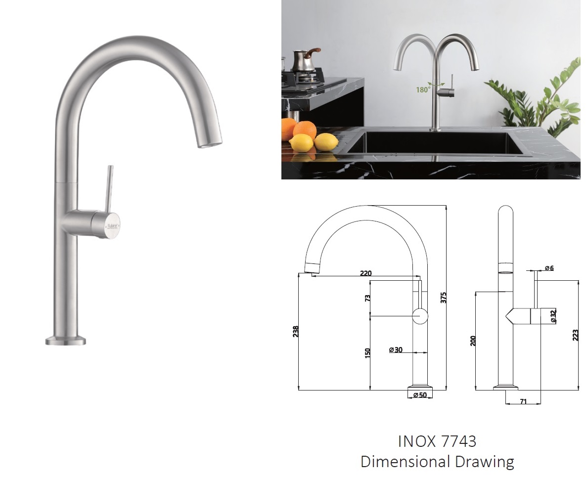 RUBINE Kitchen Sink Tap - INOX 7743-SS view 3