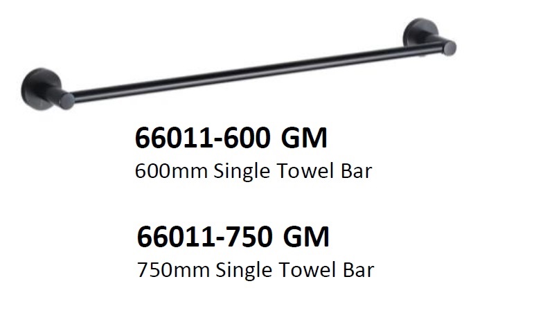 NOBEL Single Towel Bar 66011-600 & 750-GM Gun Metal