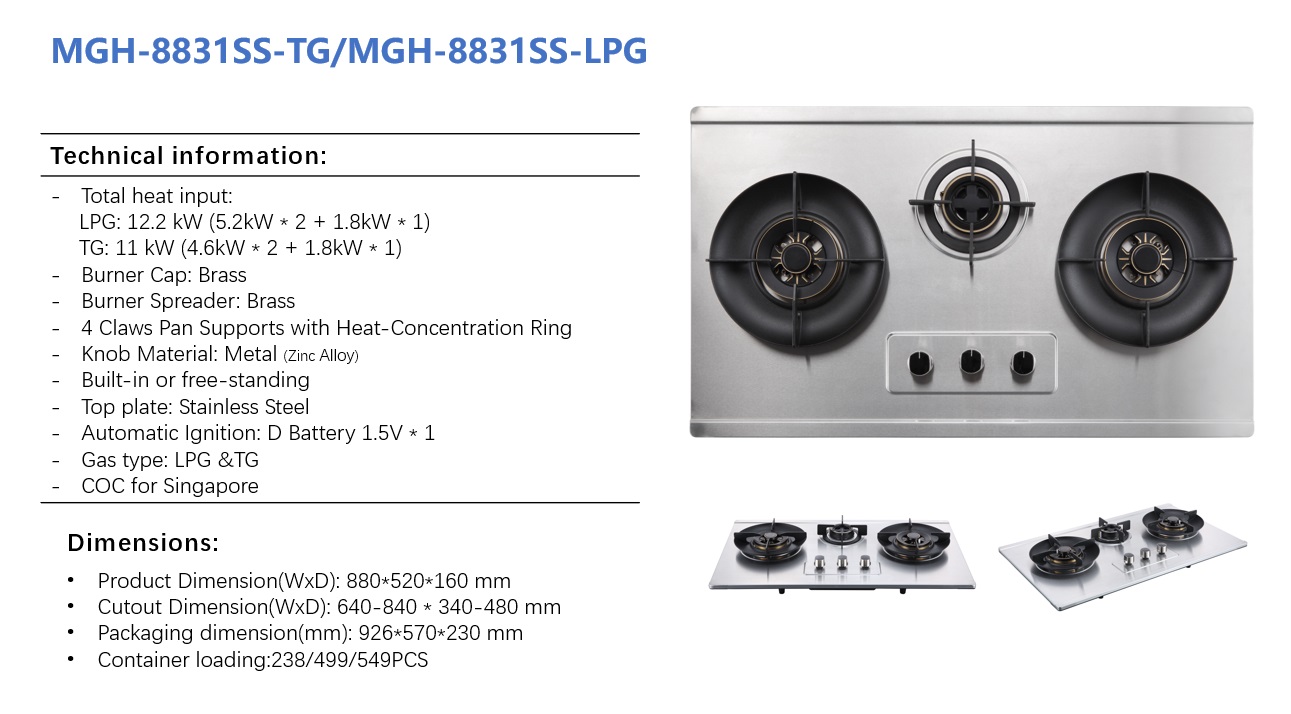 MIDEA MGH-8831SS Stainless Steel Cooker Hob