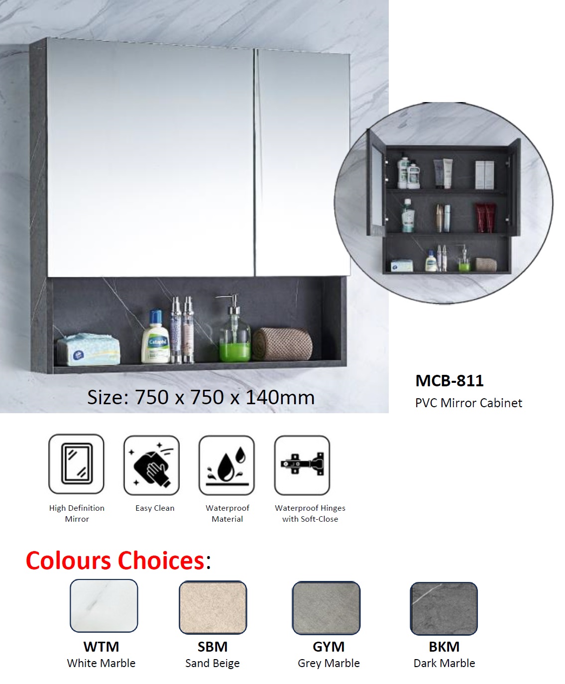 NOBEL PVC Mirror Cabinet MCB-811