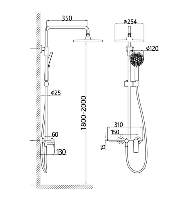AALTO Rain Shower Set 700A view 5