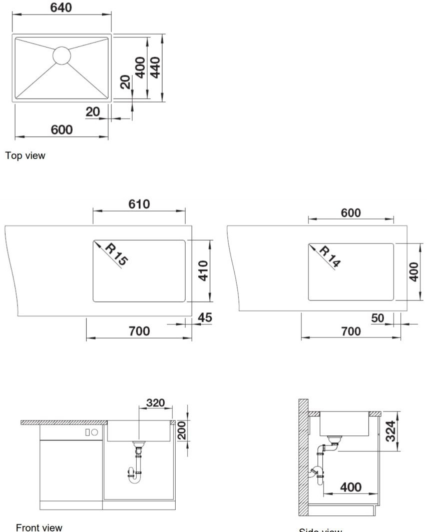 BLANCO Quatrus 600-IU Under Mount Kitchen Sink view 2