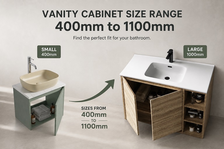 Bathroom vanity cabinet size range from 400mm to 1100mm