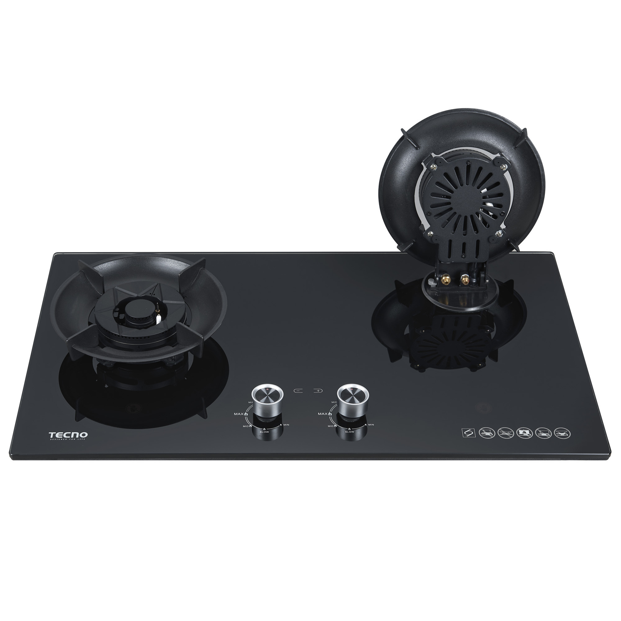 TECNO Glass Hob With Flip-Up Burners & Timer T 762FLIP-T