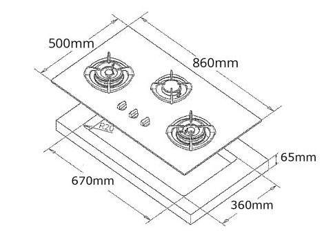 TECNO 3-Burner Stainless Steel Cooker Hob SR 883SV view 7