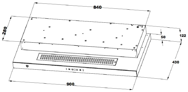 EF 90cm Semi-Integrated Cooker Hood EFCH-9214A-BK-SS Black view 2