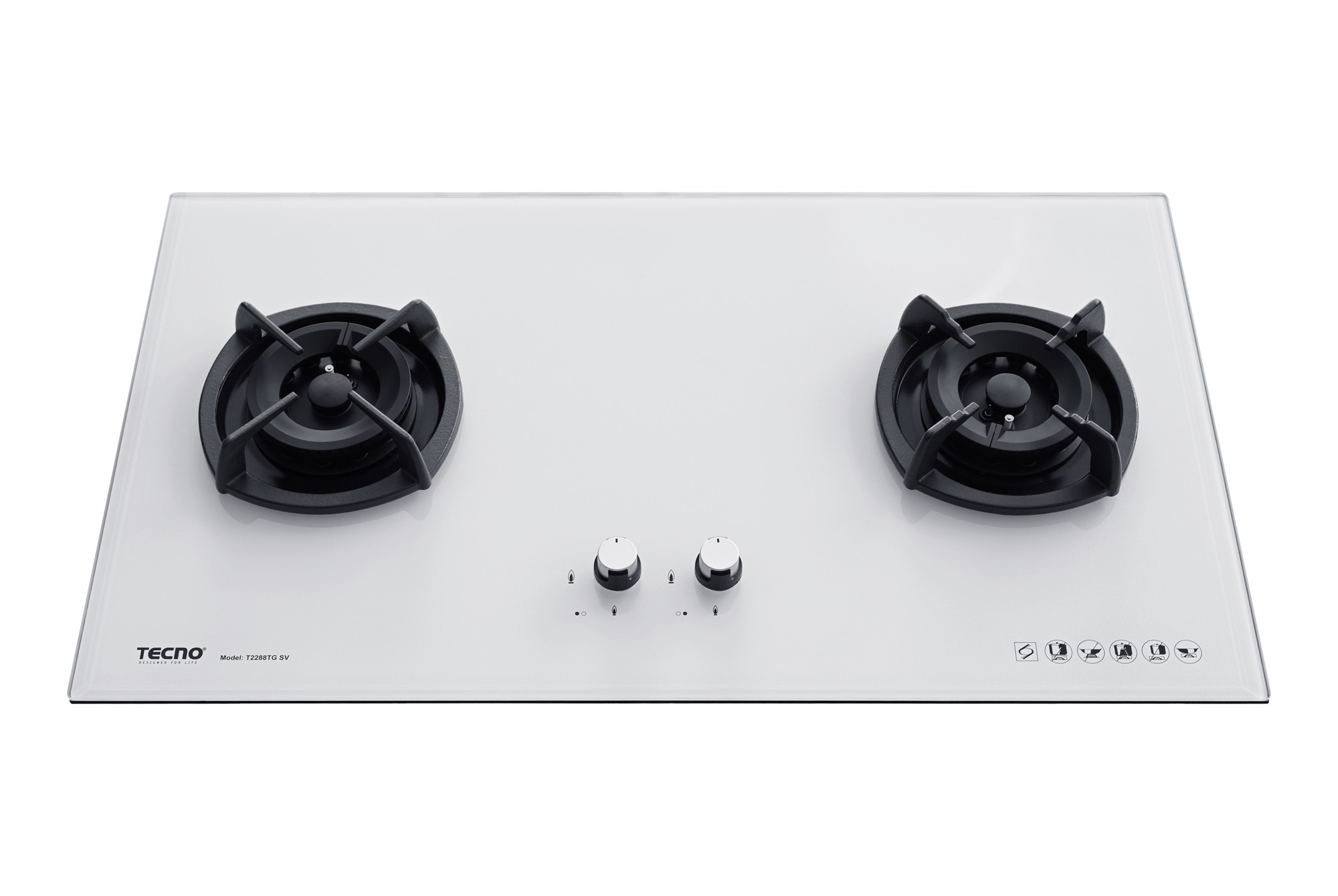 Tecno 2 Burner 88cm Glass Cooker Hob T2288TGSV Inferno Wok view 3