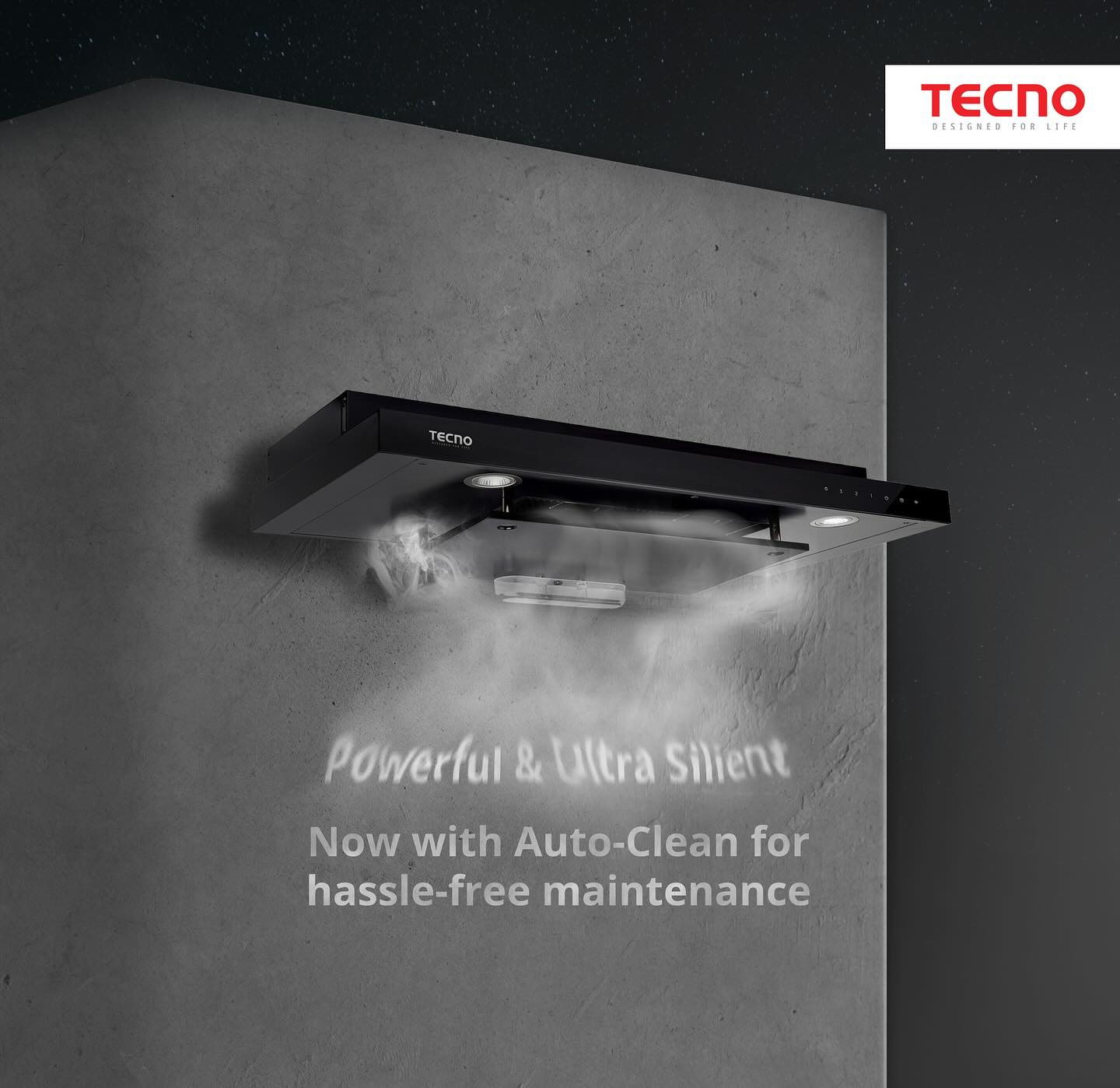 Tecno Smart High Suction Slim Cooker Hood TCH-959DTC-WFSC Auto Clean WiFi view 2