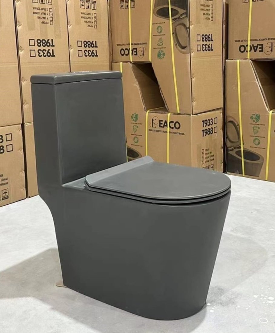 EACO One Piece Toilet Bowl T988S-GM Matt Gun Metal Color view 4
