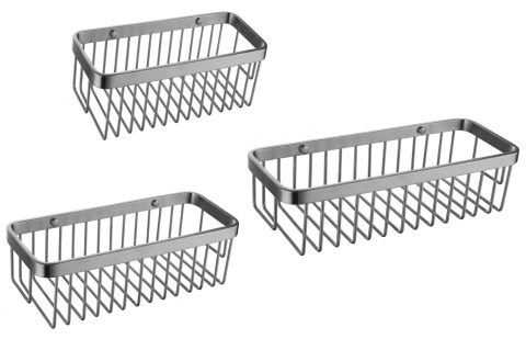 NOBEL Stainless Steel Shampoo Basket In Silver Matt Finished