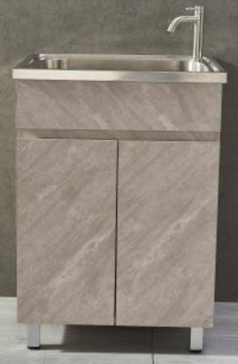 NOBEL PVC Freestanding Basin Cabinet With Stainless Steel Deep Basin CPL-682-SK