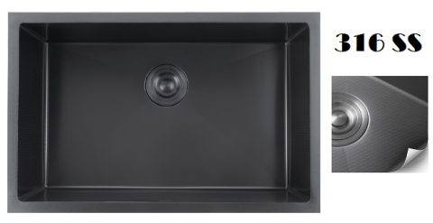 EACO 316 Stainless Steel Nano + Honey Comb Kitchen Sink - 316KS-70BK