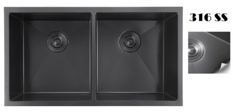 EACO 316 Stainless Steel Nano + Honey Comb Kitchen Sink - 316KS-80BK-DB